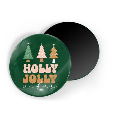 Holly Jolly Vibes Retro Groovy Magnet