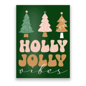 Holly Jolly Vibes Retro Groovy Poster