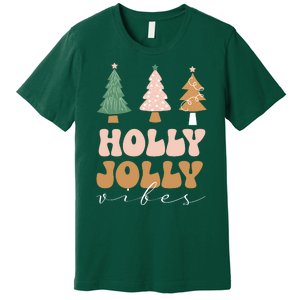 Holly Jolly Vibes Retro Groovy Premium T-Shirt