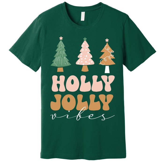 Holly Jolly Vibes Retro Groovy Premium T-Shirt