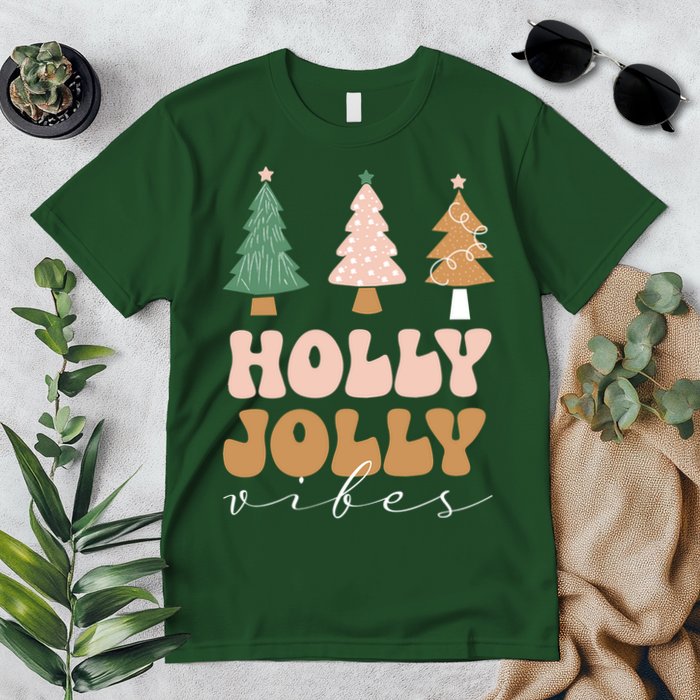 Holly Jolly Vibes Retro Groovy Premium T-Shirt