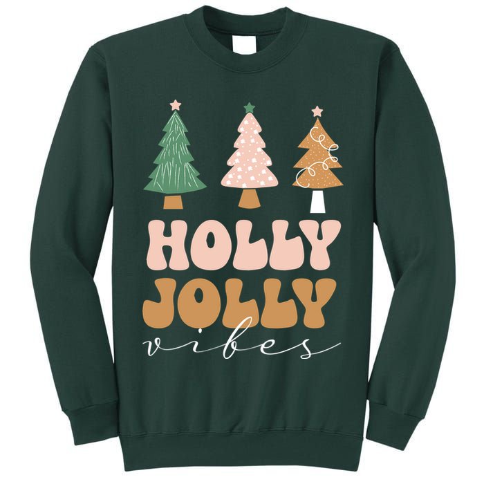 Holly Jolly Vibes Retro Groovy Tall Sweatshirt