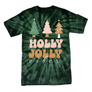 Holly Jolly Vibes Retro Groovy Tie-Dye T-Shirt