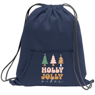 Holly Jolly Vibes Retro Groovy Sweatshirt Cinch Pack Bag