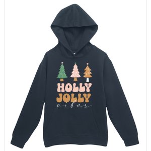 Holly Jolly Vibes Retro Groovy Urban Pullover Hoodie