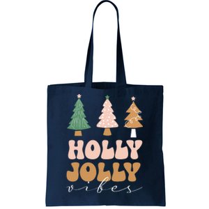 Holly Jolly Vibes Retro Groovy Tote Bag