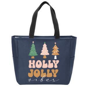 Holly Jolly Vibes Retro Groovy Zip Tote Bag