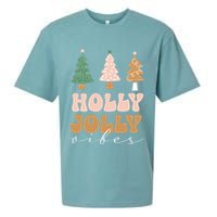Holly Jolly Vibes Retro Groovy Sueded Cloud Jersey T-Shirt