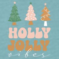 Holly Jolly Vibes Retro Groovy Sueded Cloud Jersey T-Shirt