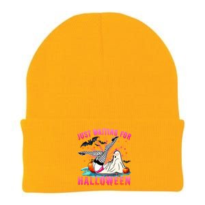 Halloween Just Waiting For Halloween Funny Dancing Ghost Gift Knit Cap Winter Beanie