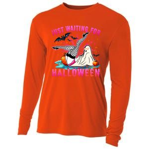 Halloween Just Waiting For Halloween Funny Dancing Ghost Gift Cooling Performance Long Sleeve Crew