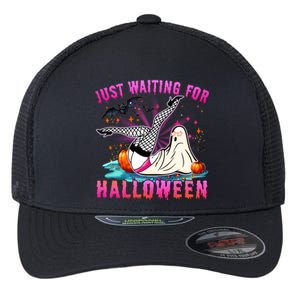 Halloween Just Waiting For Halloween Funny Dancing Ghost Gift Flexfit Unipanel Trucker Cap