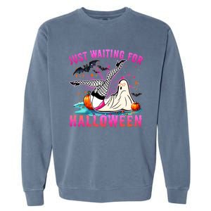 Halloween Just Waiting For Halloween Funny Dancing Ghost Gift Garment-Dyed Sweatshirt