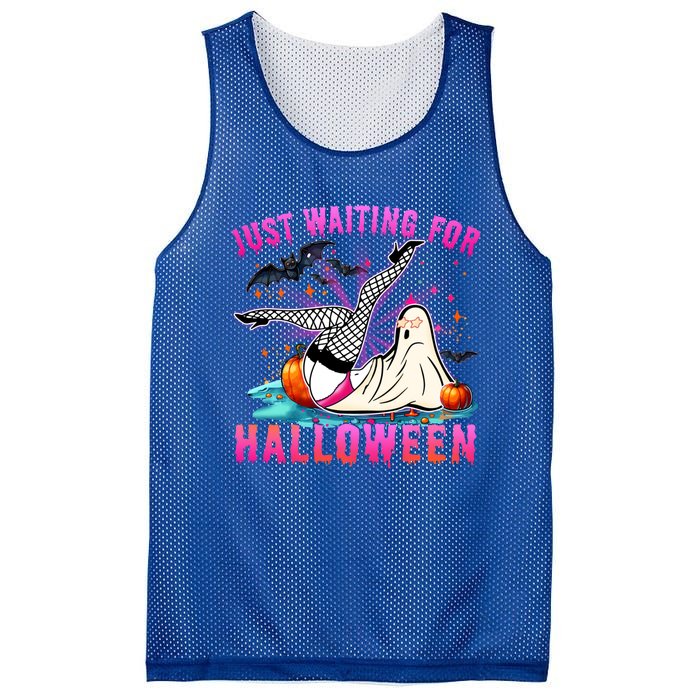 Halloween Just Waiting For Halloween Funny Dancing Ghost Gift Mesh Reversible Basketball Jersey Tank