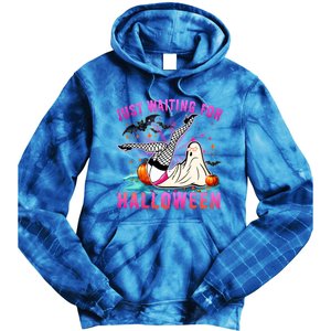 Halloween Just Waiting For Halloween Funny Dancing Ghost Gift Tie Dye Hoodie