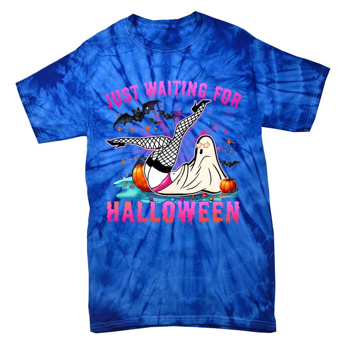 Halloween Just Waiting For Halloween Funny Dancing Ghost Gift Tie-Dye T-Shirt