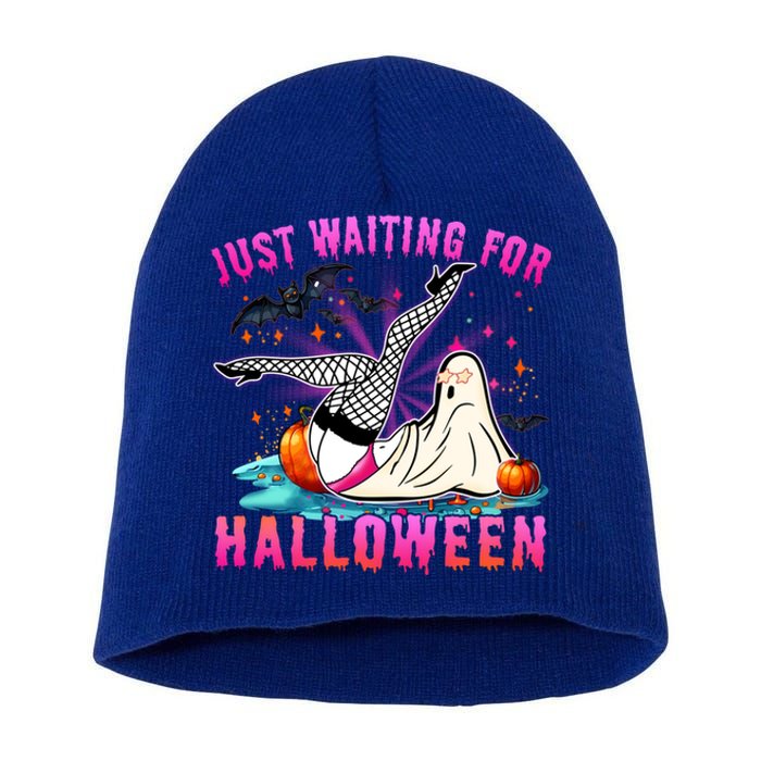 Halloween Just Waiting For Halloween Funny Dancing Ghost Gift Short Acrylic Beanie