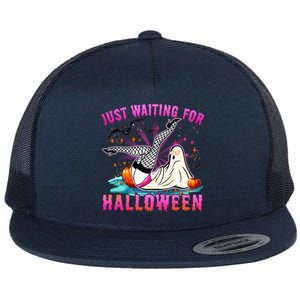 Halloween Just Waiting For Halloween Funny Dancing Ghost Gift Flat Bill Trucker Hat