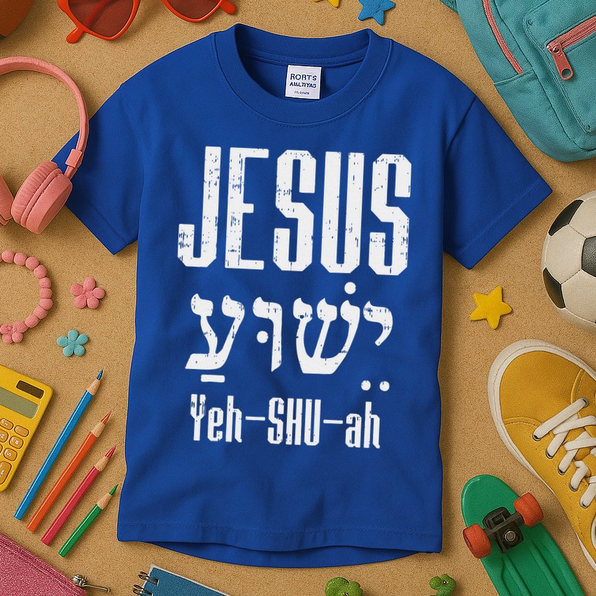 Hebrew Jesus Yeh Shu Ah God Christ Religious Christian Gift Kids T-Shirt