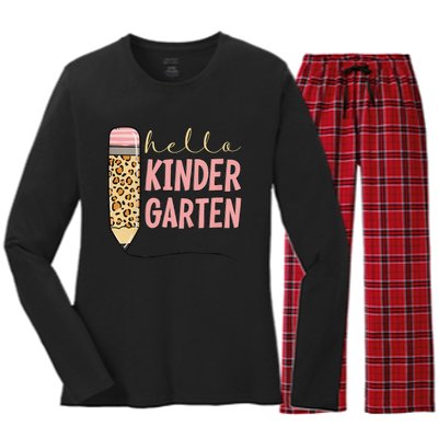 Hello Kindergarten 1st Day Of Kindergarten Pencil Women's Long Sleeve Flannel Pajama Set 