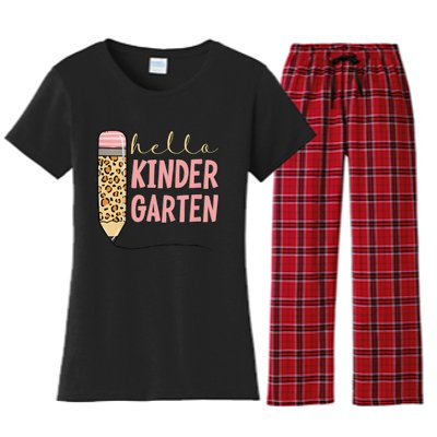 Hello Kindergarten 1st Day Of Kindergarten Pencil Women's Flannel Pajama Set