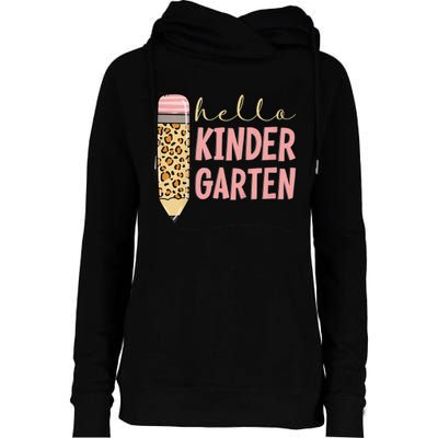 Hello Kindergarten 1st Day Of Kindergarten Pencil Womens Funnel Neck Pullover Hood