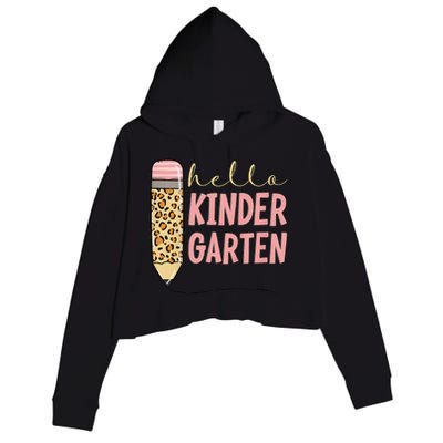 Hello Kindergarten 1st Day Of Kindergarten Pencil Crop Fleece Hoodie