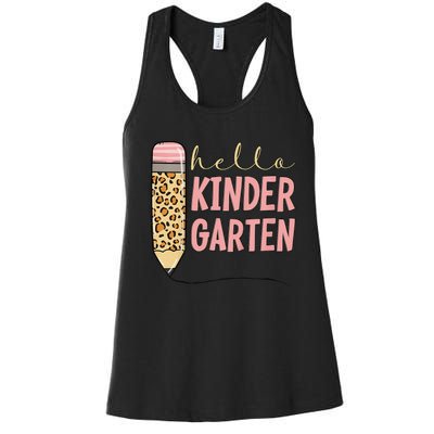 Hello Kindergarten 1st Day Of Kindergarten Pencil Women's Racerback Tank