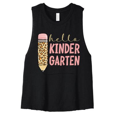 Hello Kindergarten 1st Day Of Kindergarten Pencil Women's Racerback Cropped Tank