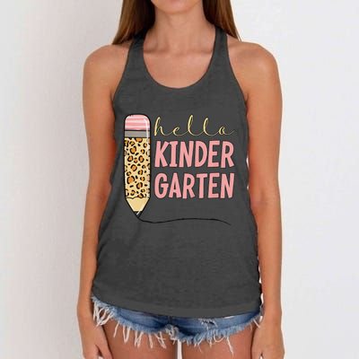 Hello Kindergarten 1st Day Of Kindergarten Pencil Women's Knotted Racerback Tank