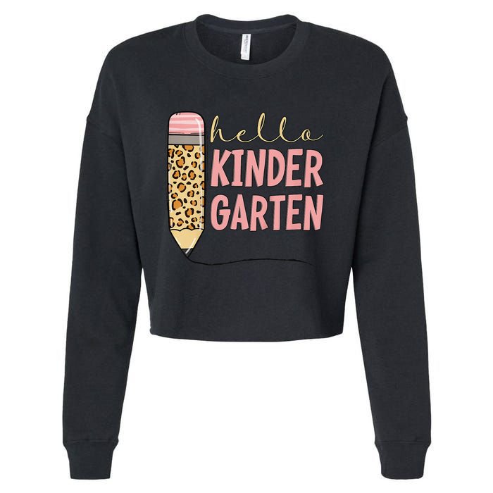 Hello Kindergarten 1st Day Of Kindergarten Pencil Cropped Pullover Crew