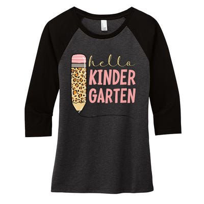 Hello Kindergarten 1st Day Of Kindergarten Pencil Women's Tri-Blend 3/4-Sleeve Raglan Shirt