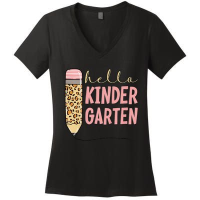 Hello Kindergarten 1st Day Of Kindergarten Pencil Women's V-Neck T-Shirt