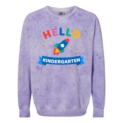 Hello Kindergarten 1st Day Back To School For Teacher Kids Colorblast Crewneck Sweatshirt