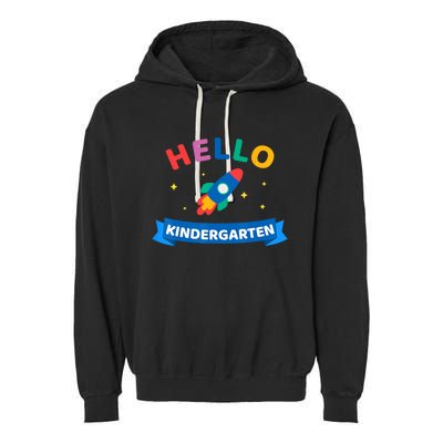 Hello Kindergarten 1st Day Back To School For Teacher Kids Garment-Dyed Fleece Hoodie