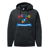 Hello Kindergarten 1st Day Back To School For Teacher Kids Performance Fleece Hoodie