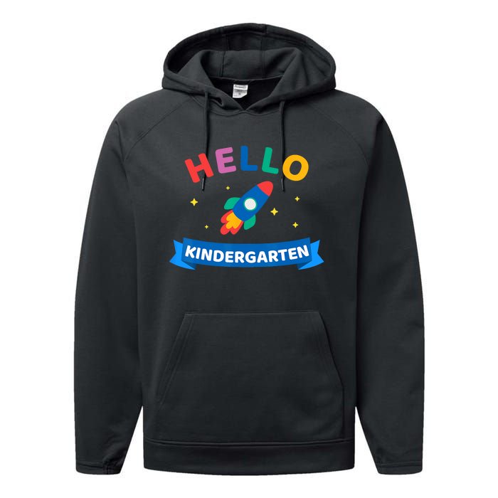 Hello Kindergarten 1st Day Back To School For Teacher Kids Performance Fleece Hoodie