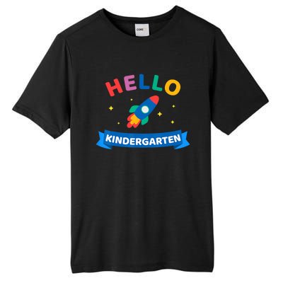 Hello Kindergarten 1st Day Back To School For Teacher Kids Tall Fusion ChromaSoft Performance T-Shirt