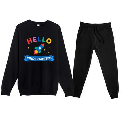 Hello Kindergarten 1st Day Back To School For Teacher Kids Premium Crewneck Sweatsuit Set