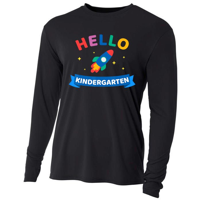 Hello Kindergarten 1st Day Back To School For Teacher Kids Cooling Performance Long Sleeve Crew