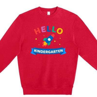 Hello Kindergarten 1st Day Back To School For Teacher Kids Premium Crewneck Sweatshirt