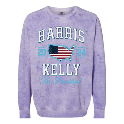 Harris Kelly 2024 Usa Flag Presidential Election Colorblast Crewneck Sweatshirt