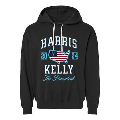 Harris Kelly 2024 Usa Flag Presidential Election Garment-Dyed Fleece Hoodie