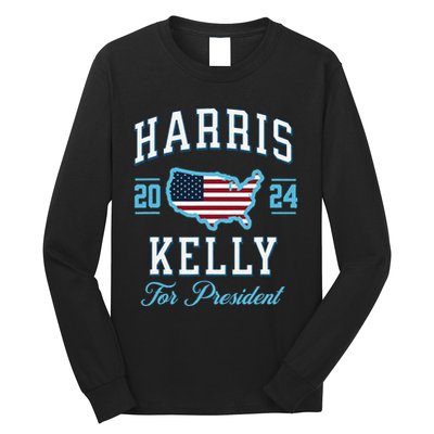 Harris Kelly 2024 Usa Flag Presidential Election Long Sleeve Shirt