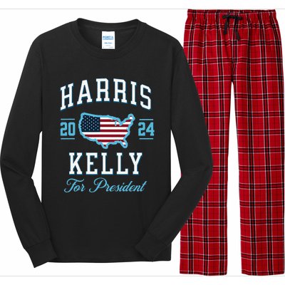 Harris Kelly 2024 Usa Flag Presidential Election Long Sleeve Pajama Set