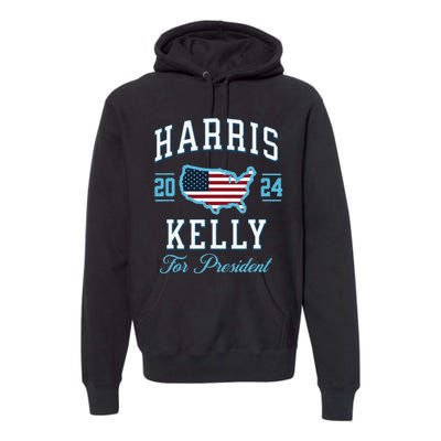 Harris Kelly 2024 Usa Flag Presidential Election Premium Hoodie