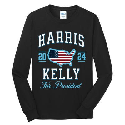 Harris Kelly 2024 Usa Flag Presidential Election Tall Long Sleeve T-Shirt