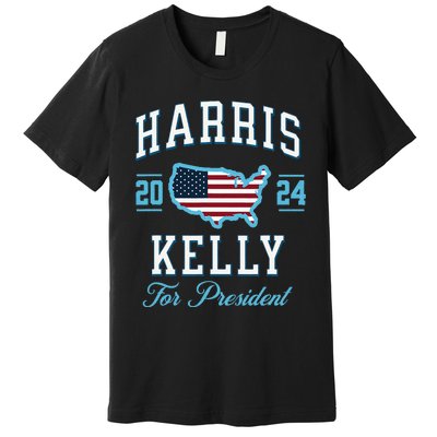 Harris Kelly 2024 Usa Flag Presidential Election Premium T-Shirt