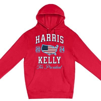 Harris Kelly 2024 Usa Flag Presidential Election Premium Pullover Hoodie