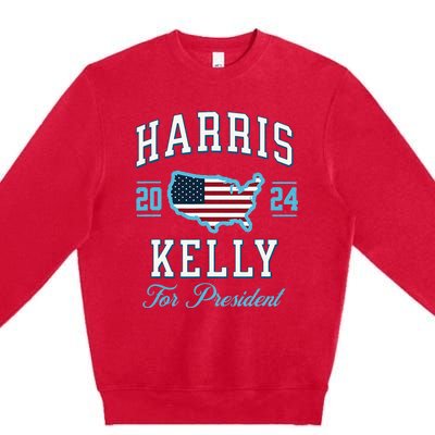 Harris Kelly 2024 Usa Flag Presidential Election Premium Crewneck Sweatshirt